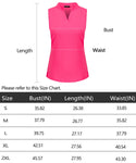 Vidusou Women's Sleeveless Golf & Tennis Polo Shirt - Moisture-Wicking V-Neck Lapel Collar, Rose Red, L