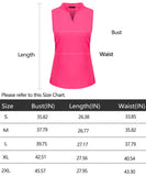 Vidusou Women's Sleeveless Golf & Tennis Polo Shirt - Moisture-Wicking V-Neck Lapel Collar, Rose Red, L