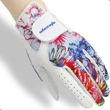 wosofe Golf Glove Women ladies Pair Cool Leather Both Hand Summer Floral Colorful Breathable Sport Gloves (2X-Large)