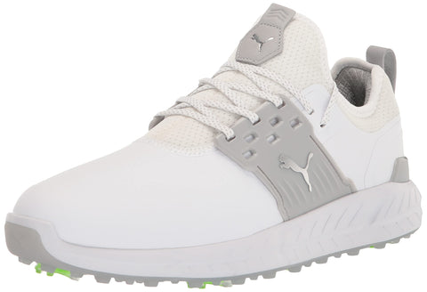 PUMA Men's Ignite Articulate Golf Shoe, White Silver/High-Rise, 10 Wide