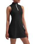 Tennis Dress for Women, Tennis Golf Dresses with Built in Shorts and Pockets for Sleeveless Workout Athletic Dresses Black