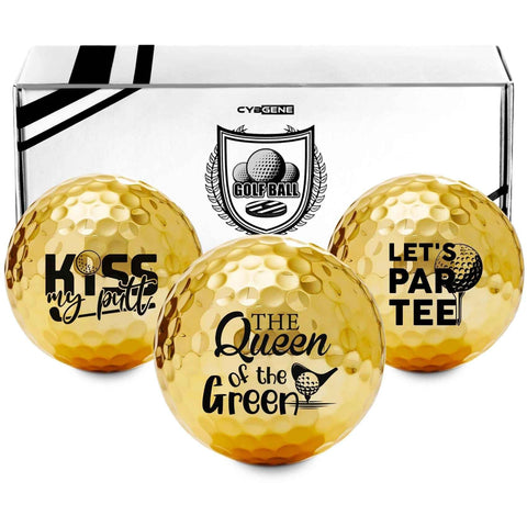 CybGene Funny Golf Gifts Set for Women, Golf Balls Set for Golf Lovers, Perfect for Mom, Boss Lady for Birthday, The Queen of The Green, Gold