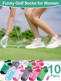 Floraltop 10 Pairs Novelty Golf Socks for Women Summer Athletic Ankle Low Cut Golf No Show Socks for Female Golfers Birthday Holiday Gifts