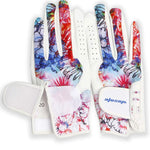 wosofe Golf Glove Women ladies Pair Cool Leather Both Hand Summer Floral Colorful Breathable Sport Gloves (2X-Large)