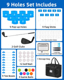 JIIFO Golf Game with 2 Clubs Right Handed,Practice Golf with 9 Buckets, Outdoor Golf Gift and Adults,Holes Golf Outdoor Game for Lawn,Yard,Camping,Park