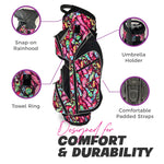 Womens Golf Bag - Taboo Fashions Lightweight Ladies Cart Bag, 14-Way, 7 Zippered Pockets, Rain Hood, Insulated Beverage Compartment (Native Joy)