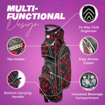 Womens Golf Bag - Taboo Fashions Lightweight Ladies Cart Bag, 14-Way, 7 Zippered Pockets, Rain Hood, Insulated Beverage Compartment (Temptation)