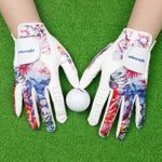 wosofe Golf Glove Women ladies Pair Cool Leather Both Hand Summer Floral Colorful Breathable Sport Gloves (2X-Large)