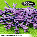 EAGLE WORK Plastic Golf Tees, Pack of 100(3-1/4'') 4 Prongs Golf Tees, More Durable and Stable, Reduces Friction & Side Spin Plastic Tees