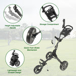 KVV 3 Wheel Foldable/Collapsible Golf Push Cart Ultra Lightweight Smallest Folding Size, New-Version Scorecard Holder Umbrella Holder Included