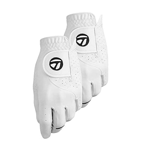 TaylorMade Stratus Tech Glove 2-Pack (White, Left Hand, XX-Large), White(XX-Large, Worn on Left Hand)