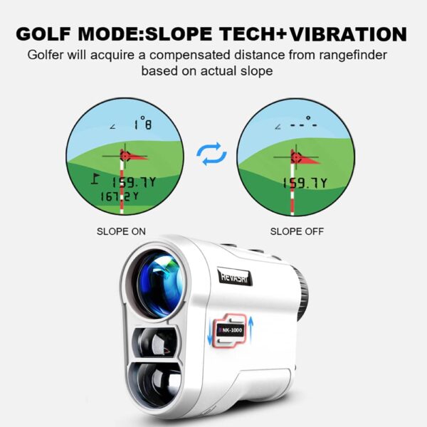 REVASRI Golf Rangefinder with Slope and Pin Lock Vibration, External Slope Switch for Golf Tournament Legal, Rangefinders with Rechargeable Battery 1000YDS Laser Range Finder - Image 4