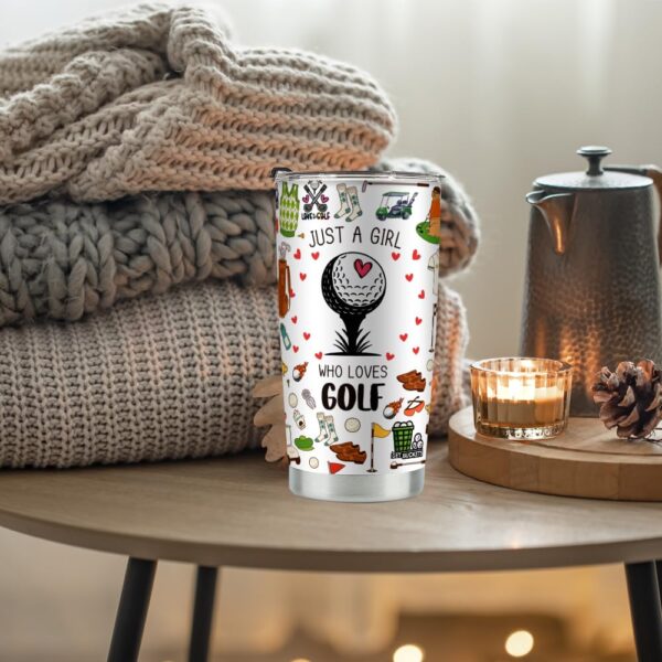 kdxpbpz Golf Lover Gifts for Girls Women Golf Gifts Tumbler Birthday Christmas Gifts for Friend Besties Stainless Steel Tumblers 20oz Just A Girl Who Loves Golf - Image 4