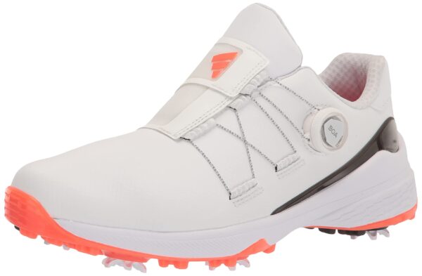 adidas Men's ZG23 Boa Golf Shoes, Ftwr White/Core Black/Semi Solar Red, 7.5 Wide