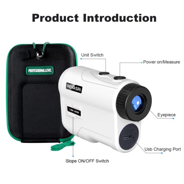 REVASRI Golf Rangefinder with Slope and Pin Lock Vibration, External Slope Switch for Golf Tournament Legal, Rangefinders with Rechargeable Battery 1000YDS Laser Range Finder - Image 2