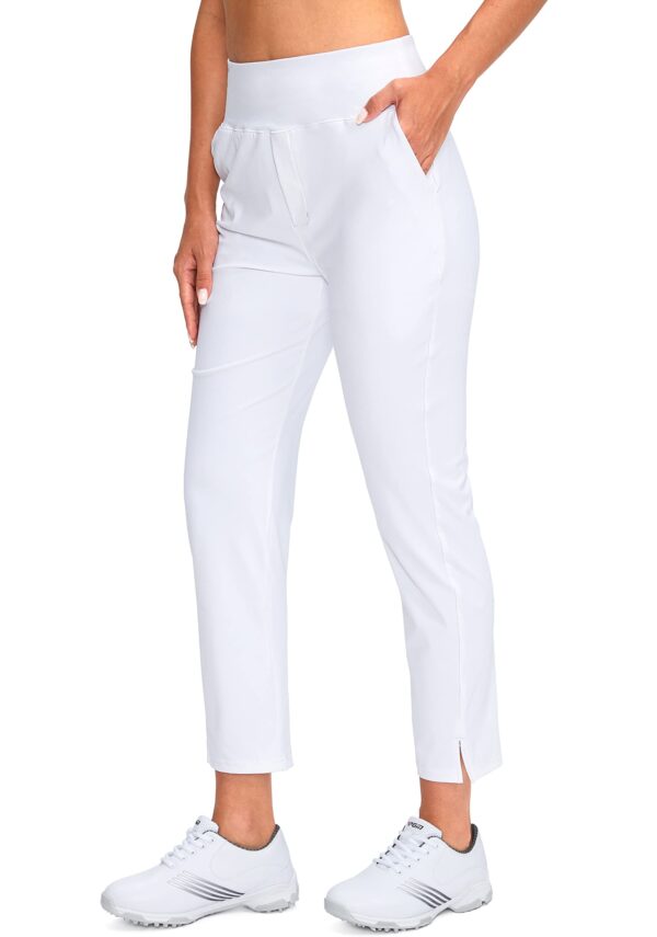 YYV Women's Golf Pants Stretch Work Ankle Pants High Waist Dress Pants with Pockets for Yoga Business Travel Casual(White Small) - Image 6