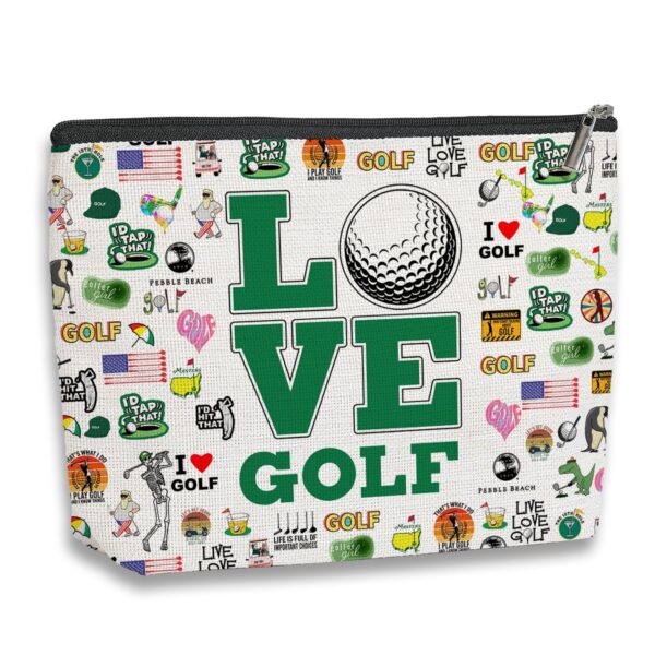 Golf Lover Gifts for Golfer Golf Gifts Inspirational Gifts for Women Men Him Her Player Coach Makeup Bag Golfing Gifts for Women Christmas Birthday Gifts Travel Toiletry Makeup Organizer Zipper Pouch