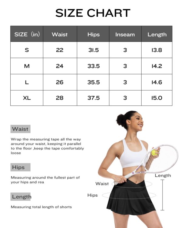 ATHVOTAR Women Tennis Skirt with Pockets Shorts Crossover High Waisted Golf Athletic Skorts Workout Skirts Black S - Image 2