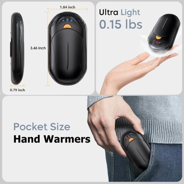 AI Hand Warmers Rechargeable 2 Pack, 6000mAh Electric Hand Warmers, AI Smart Chips 20Hrs Long Safe Heat, Portable Pocket Heater, Gifts for Christmas, Outdoor, Golf, Hunting, Camping Accessories - Image 3