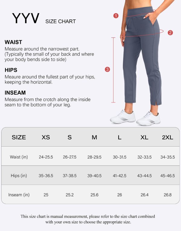 YYV Women's Golf Pants Stretch Work Ankle Pants High Waist Dress Pants with Pockets for Yoga Business Travel Casual(White Small) - Image 2