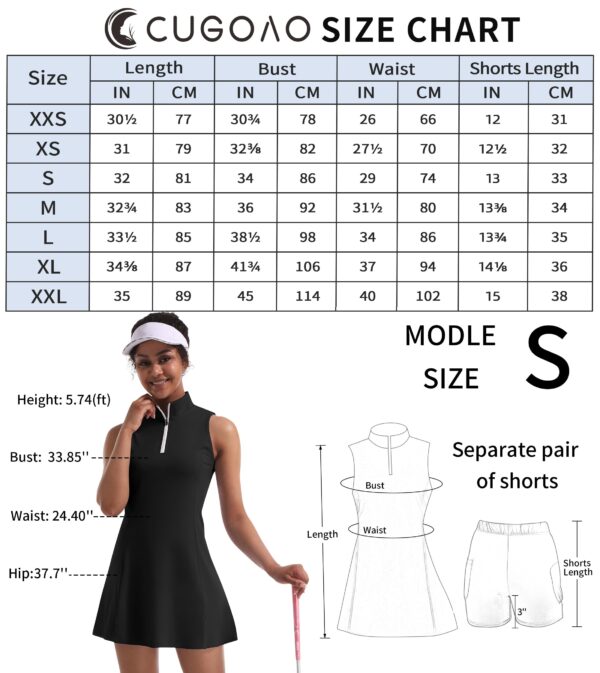 Tennis Dress for Women, Tennis Golf Dresses with Built in Shorts and Pockets for Sleeveless Workout Athletic Dresses Black - Image 2