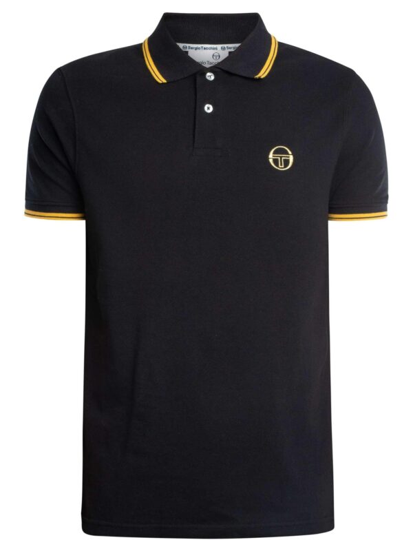 Sergio Tacchini Men's 020 Trim Polo Shirt, Black/Gold, XXL - Image 2